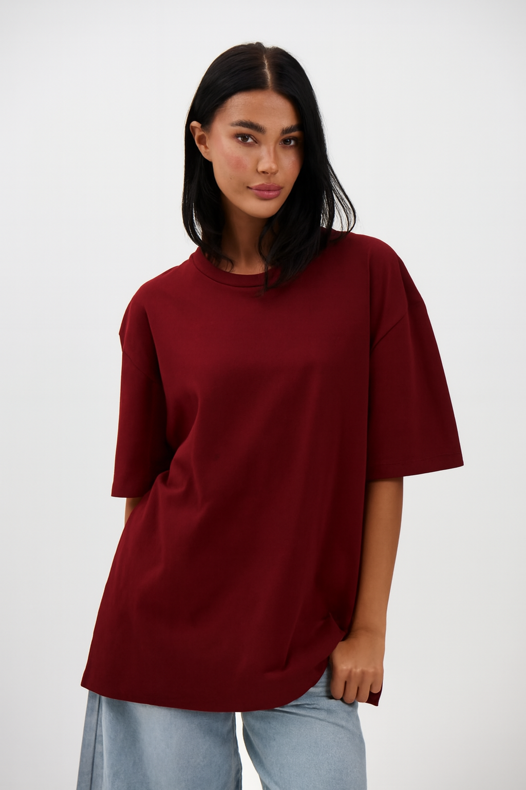 Maroon DropShoulder T-shirt
