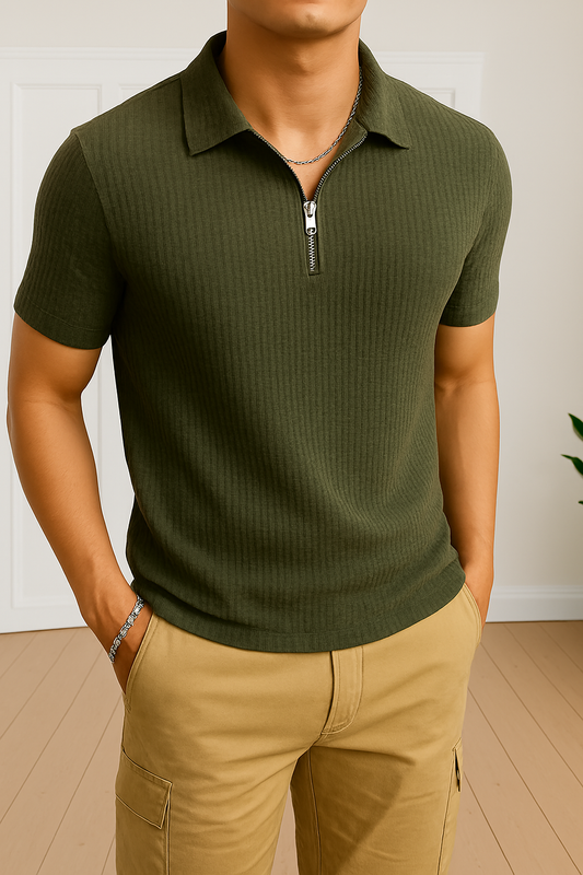 Olivegreen Waffle Knit Polo