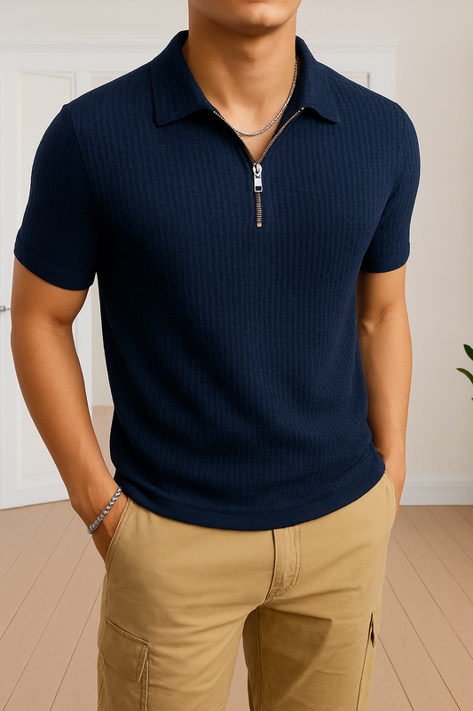 Navyblue Waffle Knit Polo