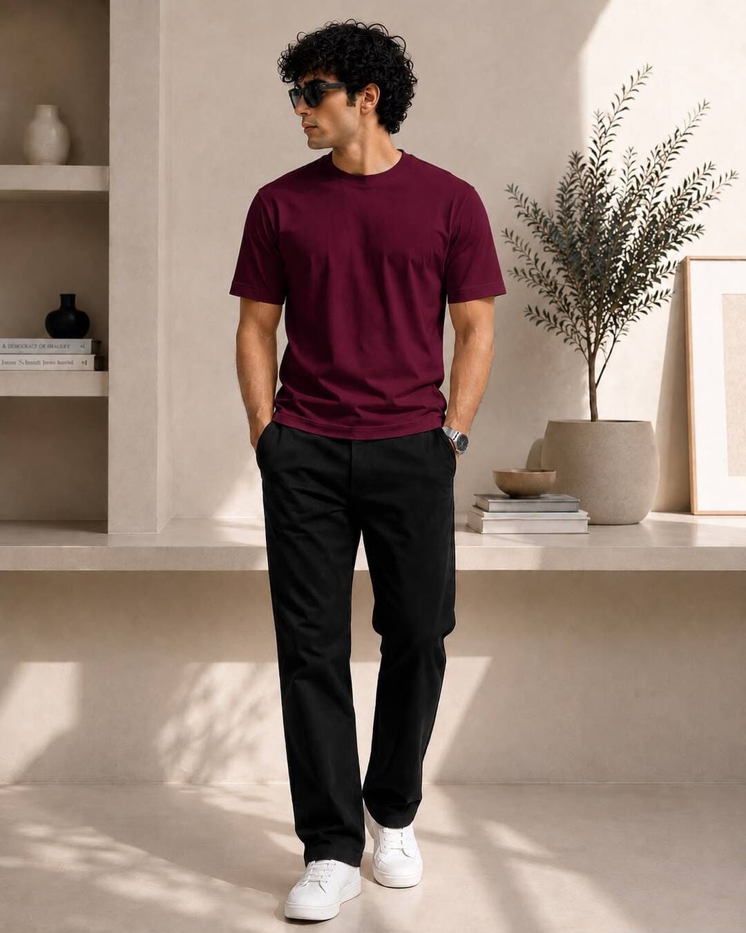 Maroon Basic Normal Fit T-Shirt