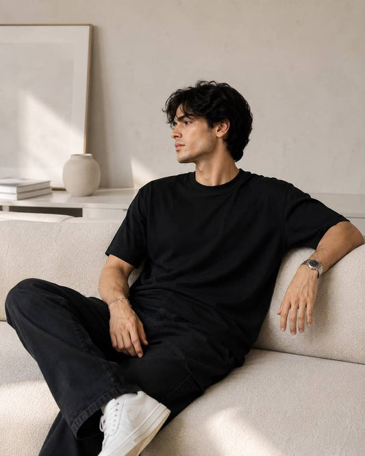 Black Basic Normal Fit T-Shirt