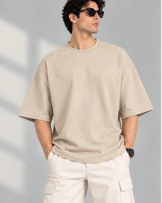 Beige Plain Oversized