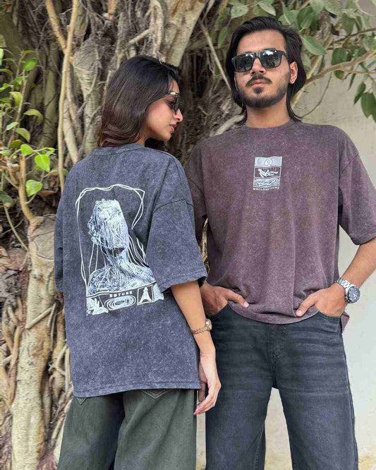 Abstract Acid Wash Graphic Tee