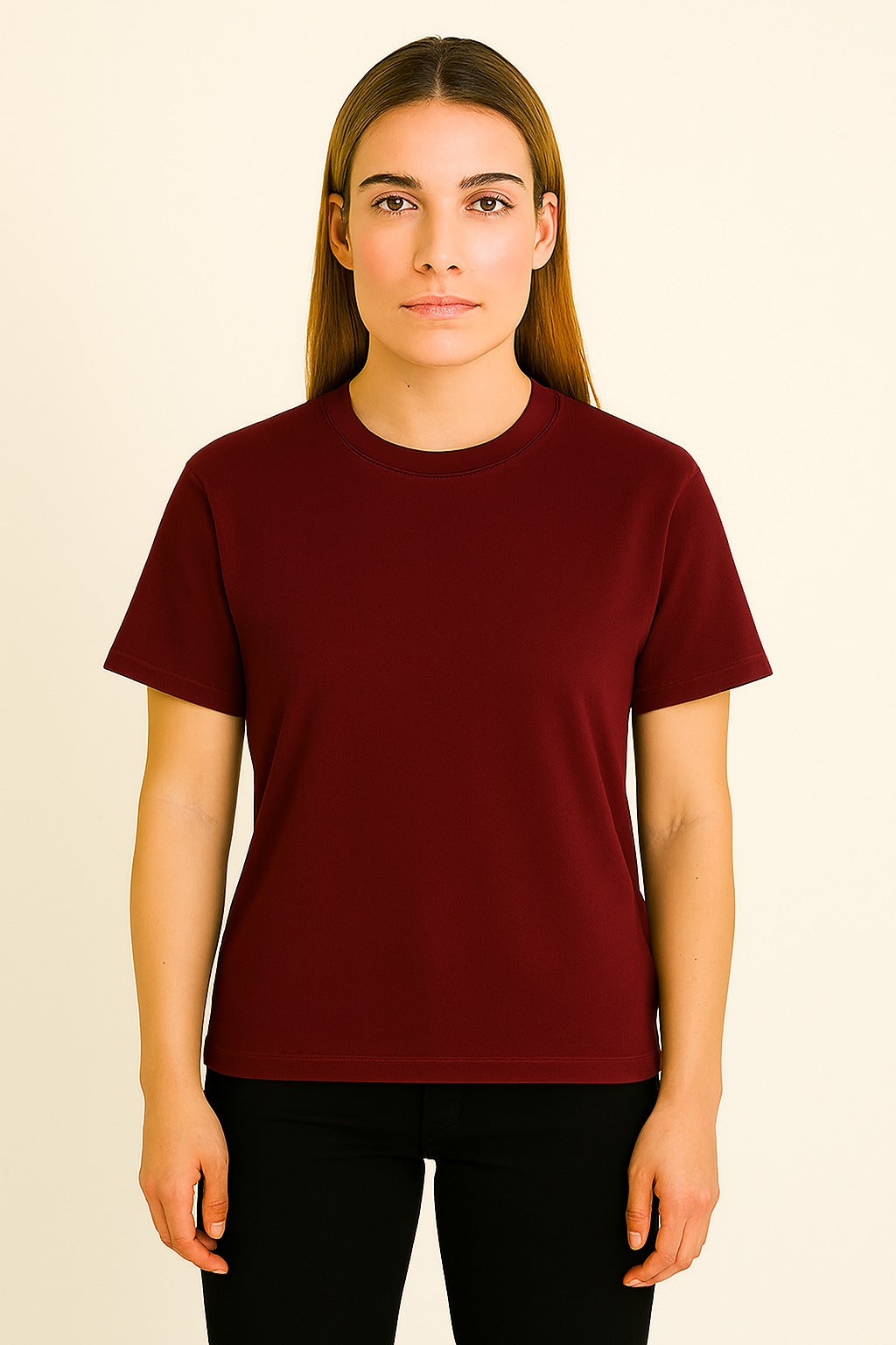 Maroon Basic Normal Fit T-Shirt