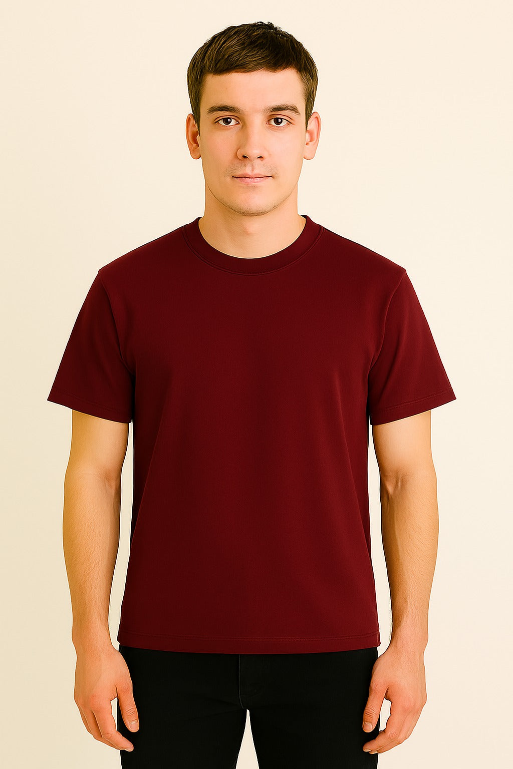 Maroon Basic Normal Fit T-Shirt