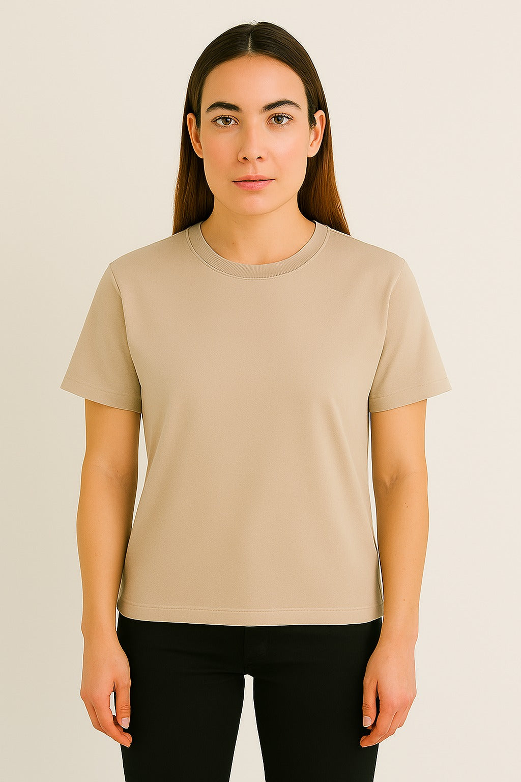 Beige Basic Normal Fit T-Shirt