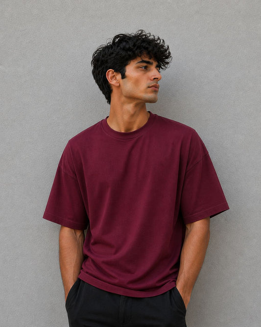 Maroon Basic Normal Fit T-Shirt