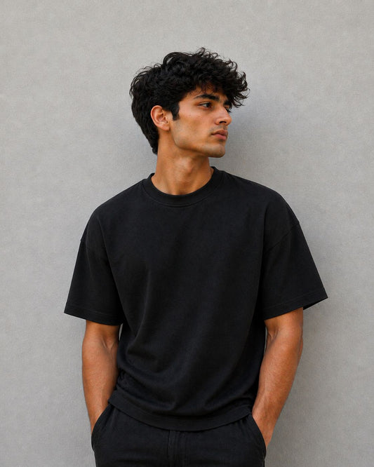 Black Basic Normal Fit T-Shirt